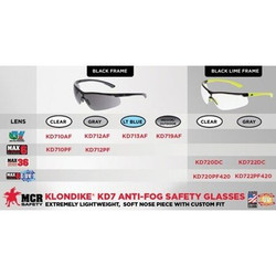 Mcr Safety SafetyGlasses,Gray,UV-AFAnti-Fog,Black KD712AF