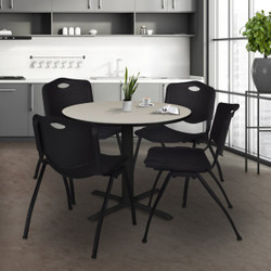 Cain Cain,36",Rnd Breakroom Table,4 M Chairs TB36RNDPL47BK