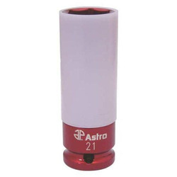 Astro Pneumatic Socket,21mm,3/8" D,12Pt Deep Red 7870-21