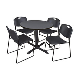 Cain Cain,42",Rnd Breakroom Table,4 Zeng Chrs TB42RNDGY44BK