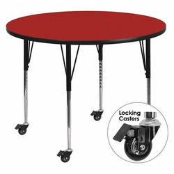 Flash Furniture Activity Table,Round,Red,60" XU-A60-RND-RED-T-A-CAS-GG
