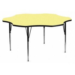 Flash Furniture Activity Table,Flower Shape,Yellow,60" XU-A60-FLR-YEL-T-A-GG