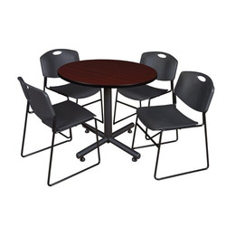 Kobe Kobe,42",Rnd Breakroom Table,4 Zeng Chrs TKB42RNDMH44BK