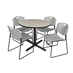 Cain Cain,42",Rnd Breakroom Table,4 Zeng Chrs TB42RNDPL44GY