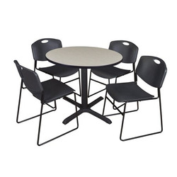 Cain Cain,42",Rnd Breakroom Table,4 Zeng Chrs TB42RNDPL44BK