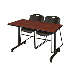 Kobe Mobile Table with 2 Zeng Chairs,48"x24" MKTRCC4824CH44BK