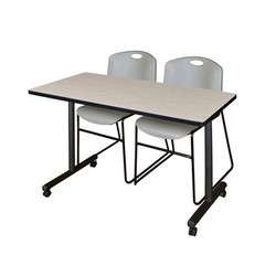 Kobe Mobile Table with 2 Zeng Chairs,48"x24" MKTRCC4824PL44GY