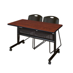 Kobe FlipTop Table,2Zeng Stack Chairs,48"x24" MKFTM4824CH44BK