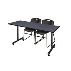 Kobe Training Table,w/2 Zeng Chairs,60"x24" MKTRCT6024GY44BK
