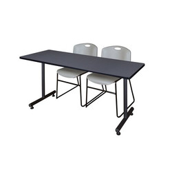 Kobe Training Table,w/2 Zeng Chairs,60"x24" MKTRCT6024GY44GY
