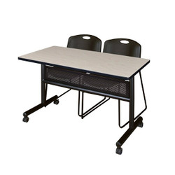 Kobe FlipTop Table,2Zeng Stack Chairs,48"x24" MKFTM4824PL44BK