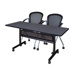Kobe FlipTop Table,w/2 Cadence Chairs,60"x24" MKFTM6024GY23BK
