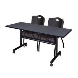 Kobe FlipTop Table,w/2 Mario Chairs,60"x24" MKFTM6024GY47BK