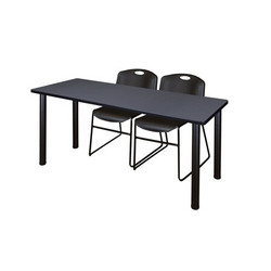 Kee Training Table,w/2 Zeng Chairs,60"x24" MT6024GYBPBK44BK