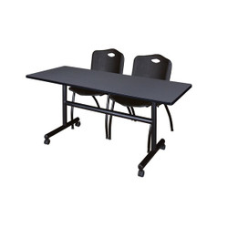 Kobe FlipTop Trng Table,2 M Chairs,Kobe,60" MKFT6024GY47BK