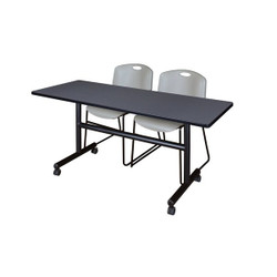 Kobe FlipTop Trng Table,Kobe 60",2Zeng Chairs MKFT6024GY44GY
