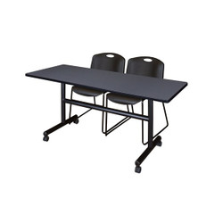 Kobe FlipTop Trng Table,Kobe 60",2Zeng Chairs MKFT6024GY44BK
