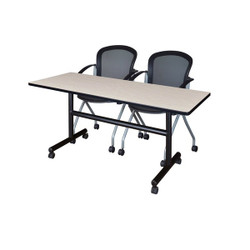 Kobe FlipTop Table,w/2Cadence Chairs,60"x30" MKFT6030PL23BK