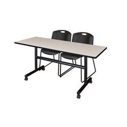 Kobe FlipTop Table,w/2 Zeng Chairs,60"x30" MKFT6030PL44BK