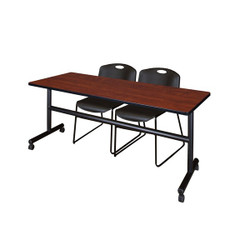Kobe FlipTop Table and 2 Zeng Chairs,72"x30" MKFT7230CH44BK