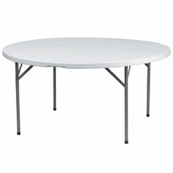 Flash Furniture Wh 60Rnd Plastic Fold Table DAD-YCZ-154-GW-GG
