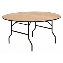 Flash Furniture Fold Table,Wood,Clear Finish,Round,60" YT-WRFT60-TBL-GG