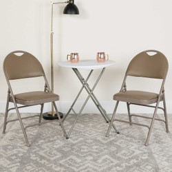Flash Furniture Beige Vinyl Folding Chair,PK2 2-HA-MC705AV-3-BGE-GG