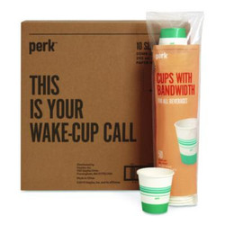Perk™ Paper Hot Cups, 10 oz, White/Teal, 500/Carton PK54366CT