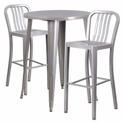 Flash Furniture Silver Metal Bar Set,30RD CH-51090BH-2-30VRT-SIL-GG
