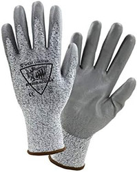 West Chester 713DGU/L Barracuda - 13 Gauge HPPE/High Performance Yarn, Gray PU Coated Palm: ANSI A4 Cut Level