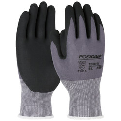 Large Black Microfoam Nitrile Palm Dip on Gray Nylon Shell Dozen