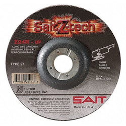 United Abrasives/Sait DepressedGrindWhl,7/8"CN,UnthreadHle 22606