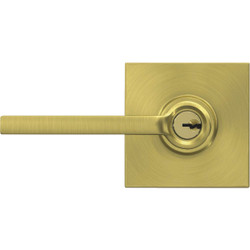 Schlage Latitude Lever Collins Satin Brass Keyed Entry Lock F51ALAT608COL