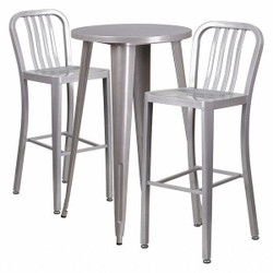 Flash Furniture Silver Metal Bar Set,24RD CH-51080BH-2-30VRT-SIL-GG