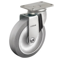 Colson Plate Caster,Swivel,Rubber,4 11/16"H 2.03456.444