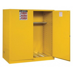 Justrite Flammable Cabinet,Vertical,2X55 Gal.,YLW 899100