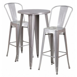 Flash Furniture Silver Metal Bar Set,24RD CH-51080BH-2-30CAFE-SIL-GG