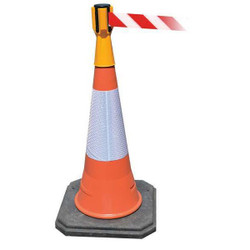 Tensabarrier Tensacone Topper,Yellow,Belt Red/White TC114-35-MAX-NO-D3X-C
