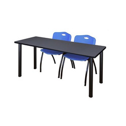 Kee Training Table,w/2 M Stk Chairs,60"x24" MT6024GYBPBK47BE