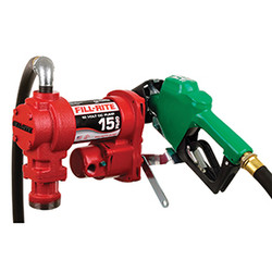 12 Volt DC 15 GPM (57 LPM) Pump with Hose and Automatic Diesel Nozzle FR1210HA1