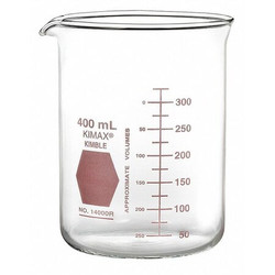 Kimble Chase Beaker,400 mL,106 mm H,77 mm Dia,PK12 14000R-400