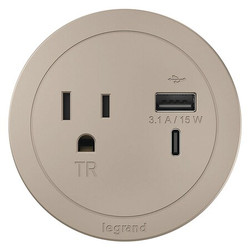 Legrand Plug-In Charger,3.0" H x 3.0" W x 2.0" D RFPCRUAUC-NI10