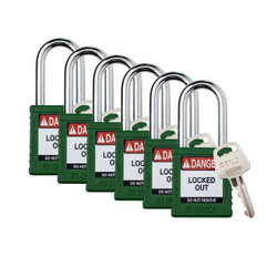 Brady Padlock,6 Pins,Green,PK6 SDPL-GRN-38ST-KD6