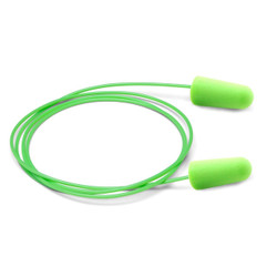 6900 Moldex Pura-Fit Earplug, One Size, Disposable, Tapered, Corded, Bright Green Plug, Green Cord