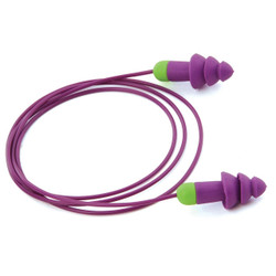 6405 Moldex Rockets Earplug, One Size, Reusable, Flanged, Corded, Purple/Bright Green Plug, 27 dB