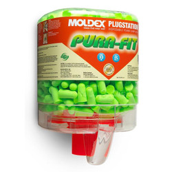 6844 Moldex Pura-Fit Earplug Dispenser, One Size, Foam, Tapered, Uncorded, Green, 33 dB, Wall