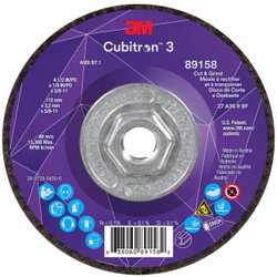 7100313760 Cubitron™ 3 Cut and Grind Wheel, 4 1/2 Inch Dia, 1/8 Inch, 36+ Grit