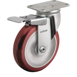 Colson PlateCaster,Swivl,Polyurethane,4 11/16"H 2.03456.944 BRK4