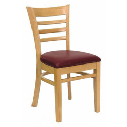 Chair,Ladder Bck,Natrl Wood,Burgndy Vnyl