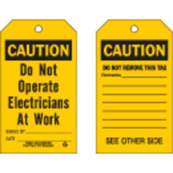 Brady Caut Tag,7 x 4 In,Bk/Yel,Cardstock,PK100 86712